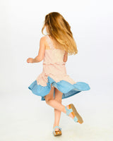 Poplin And Chambray Dress Off White And Pink Stripes