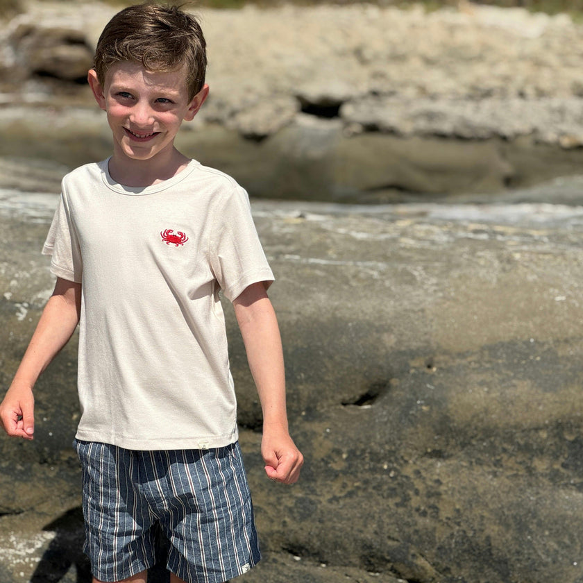 MARINE CREAM CRAB  Embroidered Tee