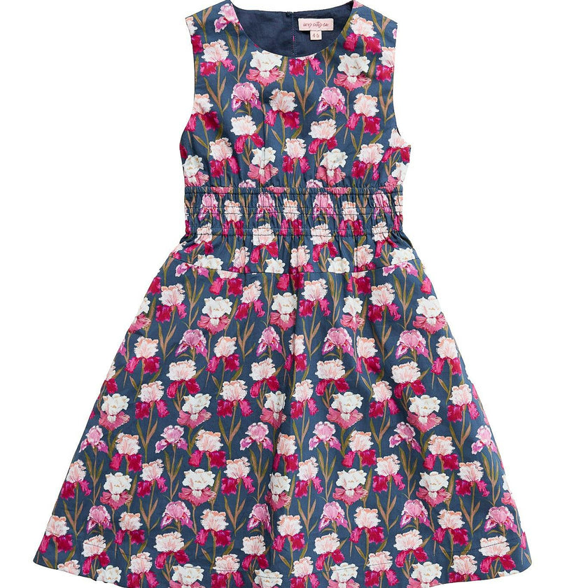 Mini Carly Dress in Navy Pressed Petals