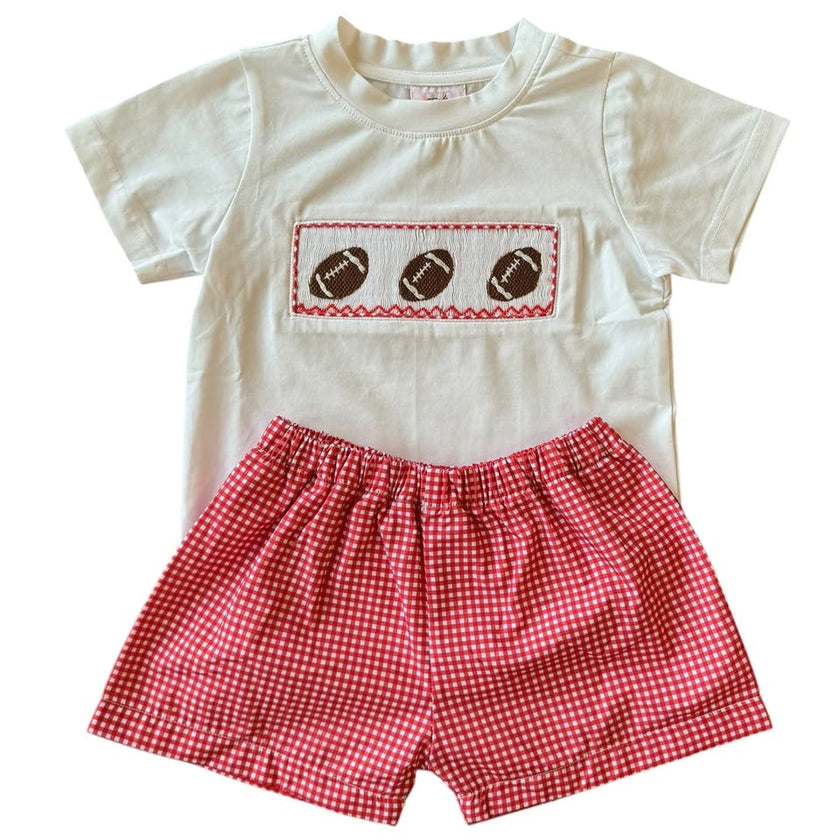 Red Gingham Football - Wyatt Short Set