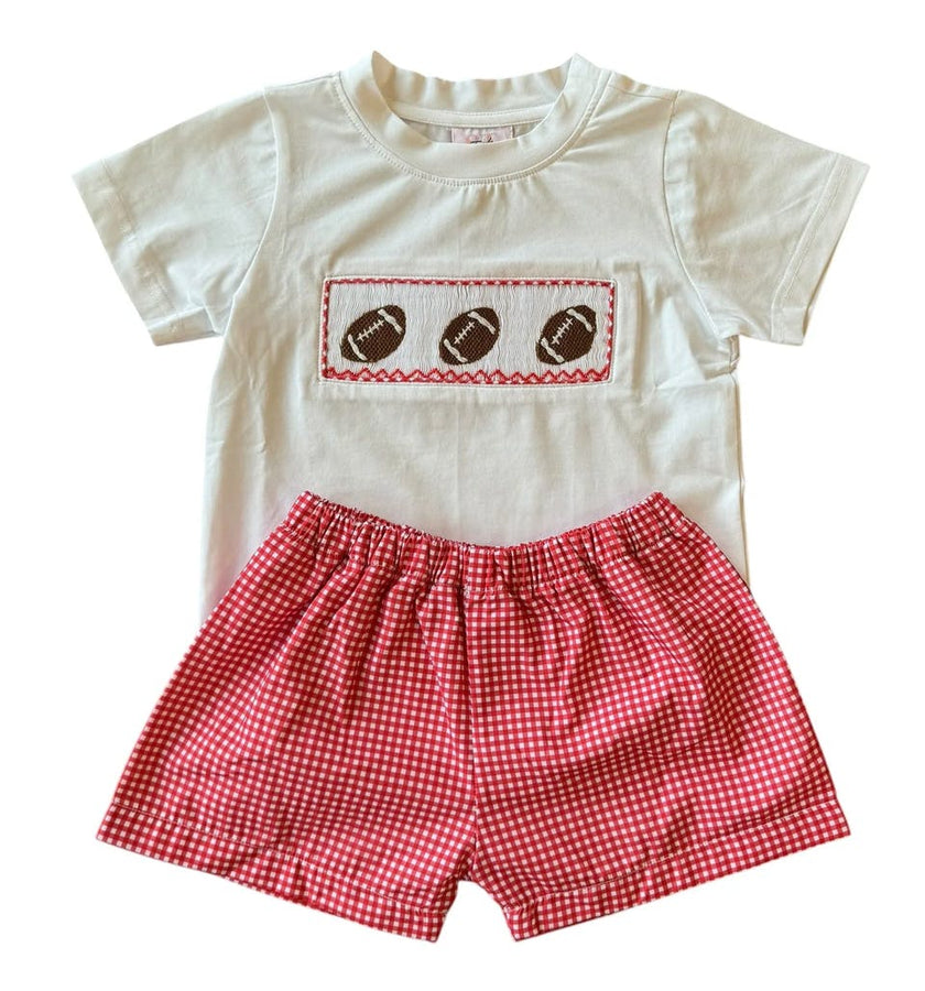 Red Gingham Football - Wyatt Short Set