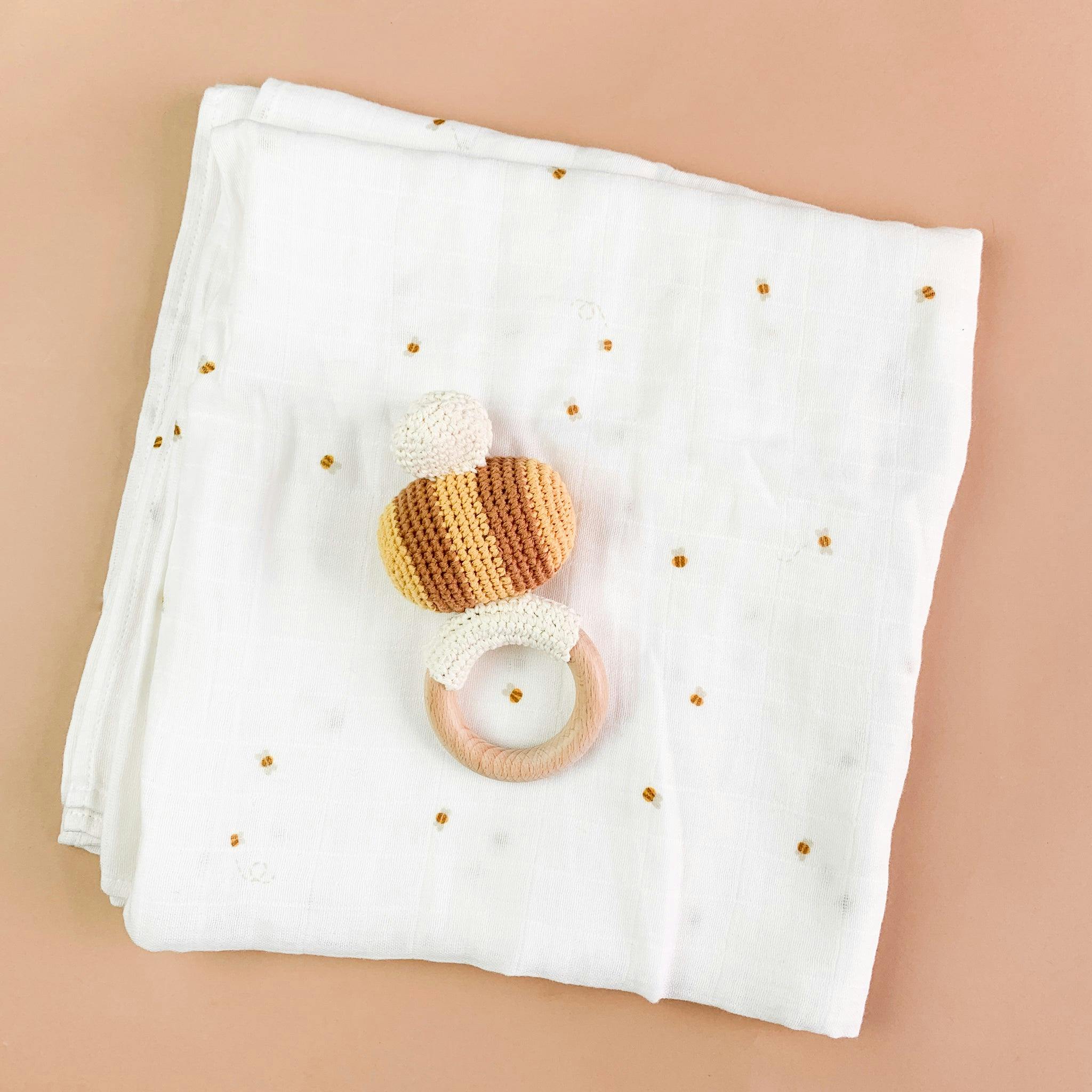 Bee Swaddle and Teether Set, Bee