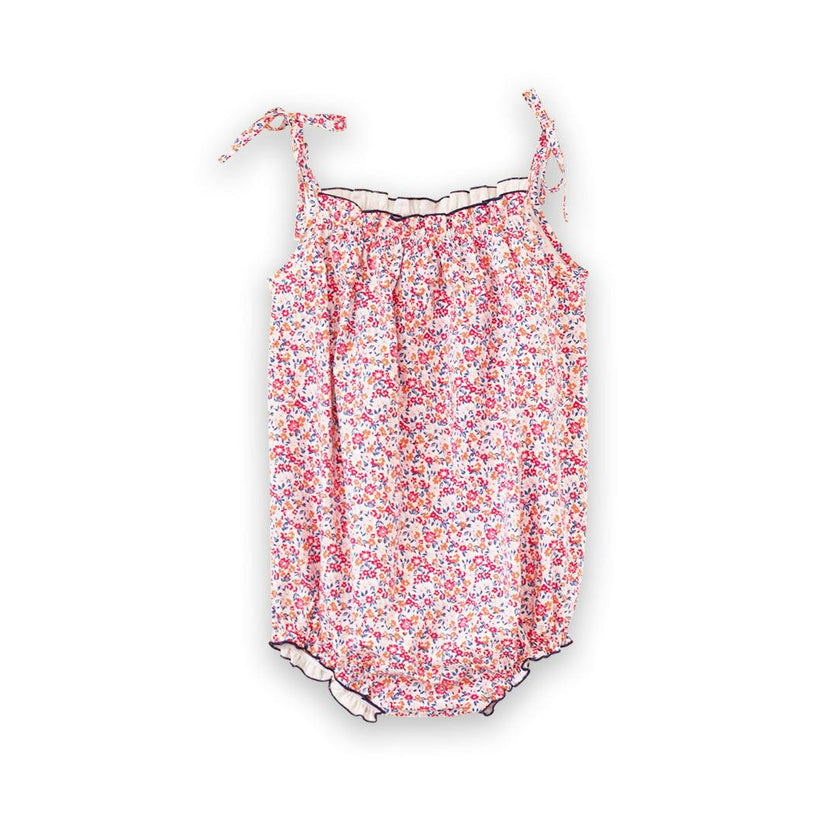 Baby Romper with Smocked Neck