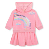Pink Rainbow Hooded Velvet Dress