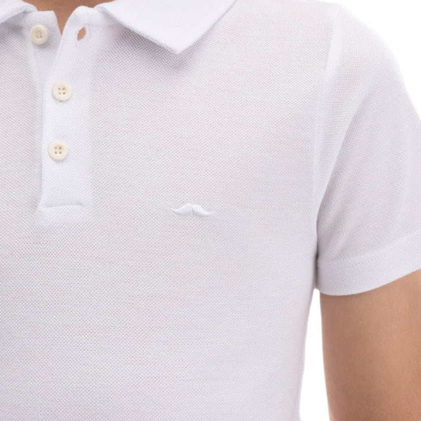 White Solid Logo Polo