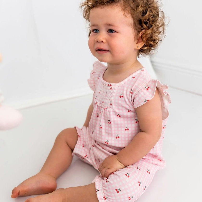 Cherries Pima Cotton Short Romper
