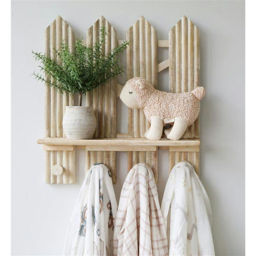Charlie Farmhouse Wooden Fence Nursery Wall Decor Shelf