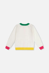 Knitted Cardigan Off-White, Green and Pink