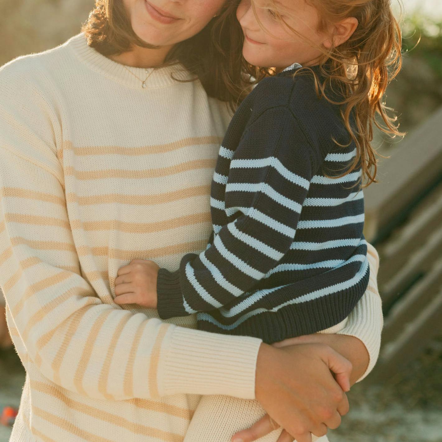 Women's Knit Sweater Cream And Tan Stripe