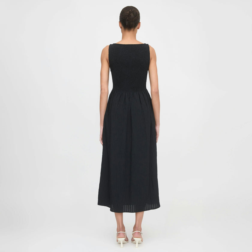 The Cosima Nap Dress - Black Tonal Seersucker