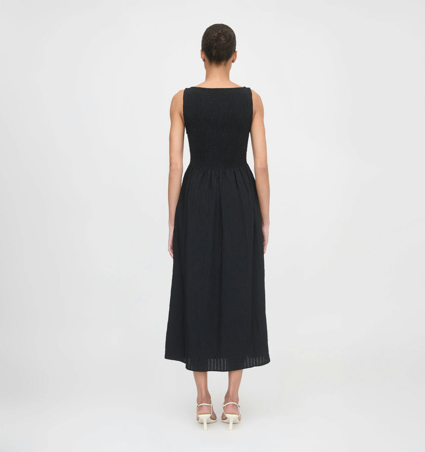 The Cosima Nap Dress - Black Tonal Seersucker