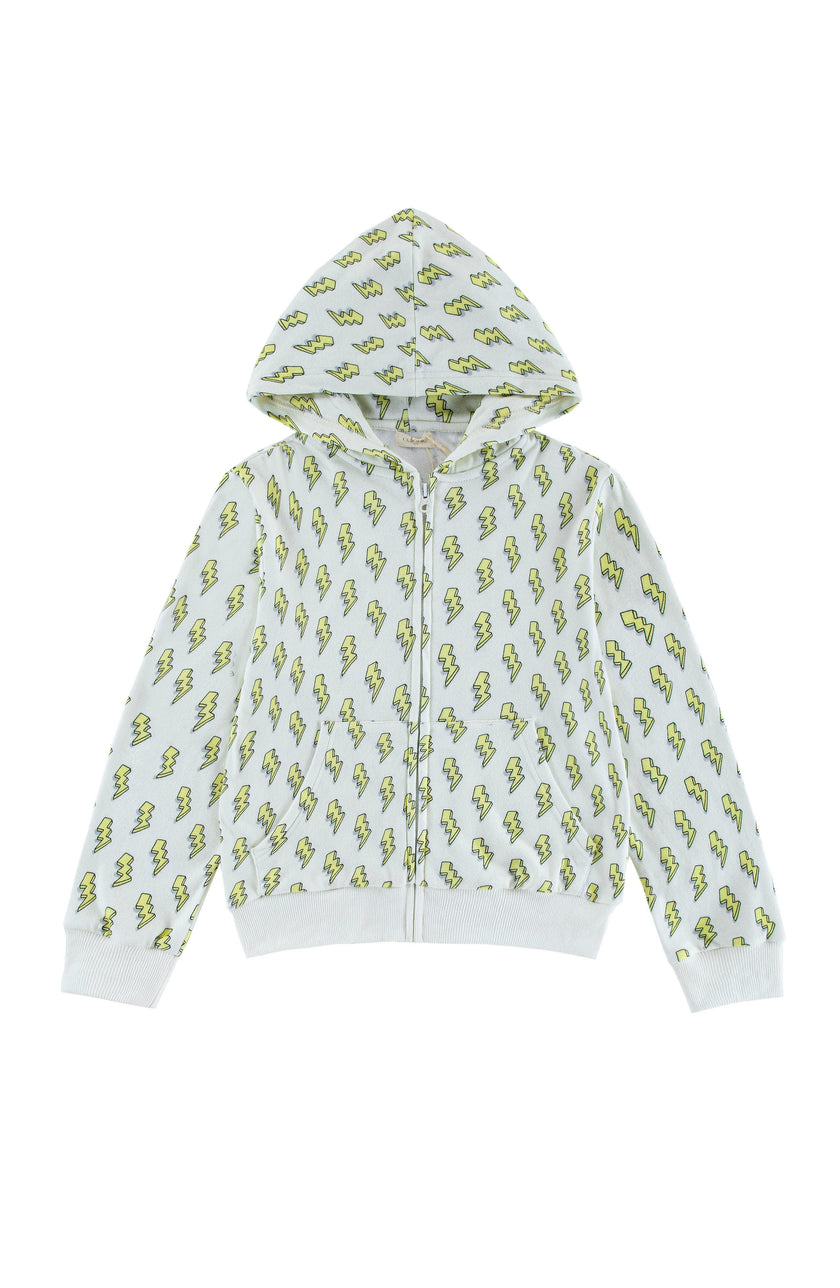 Soft Fleece Zip-up Hoodie, Yellow Lightning