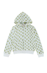 Soft Fleece Zip-up Hoodie, Yellow Lightning