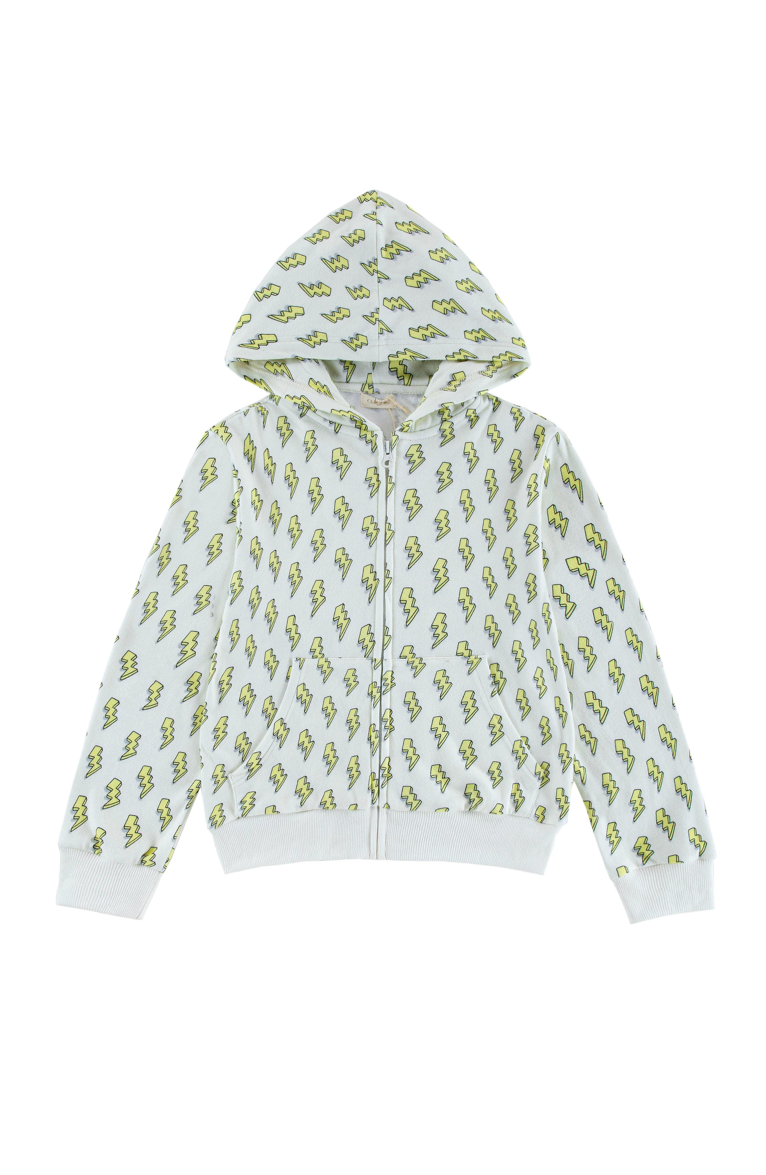 Soft Fleece Zip-up Hoodie, Yellow Lightning