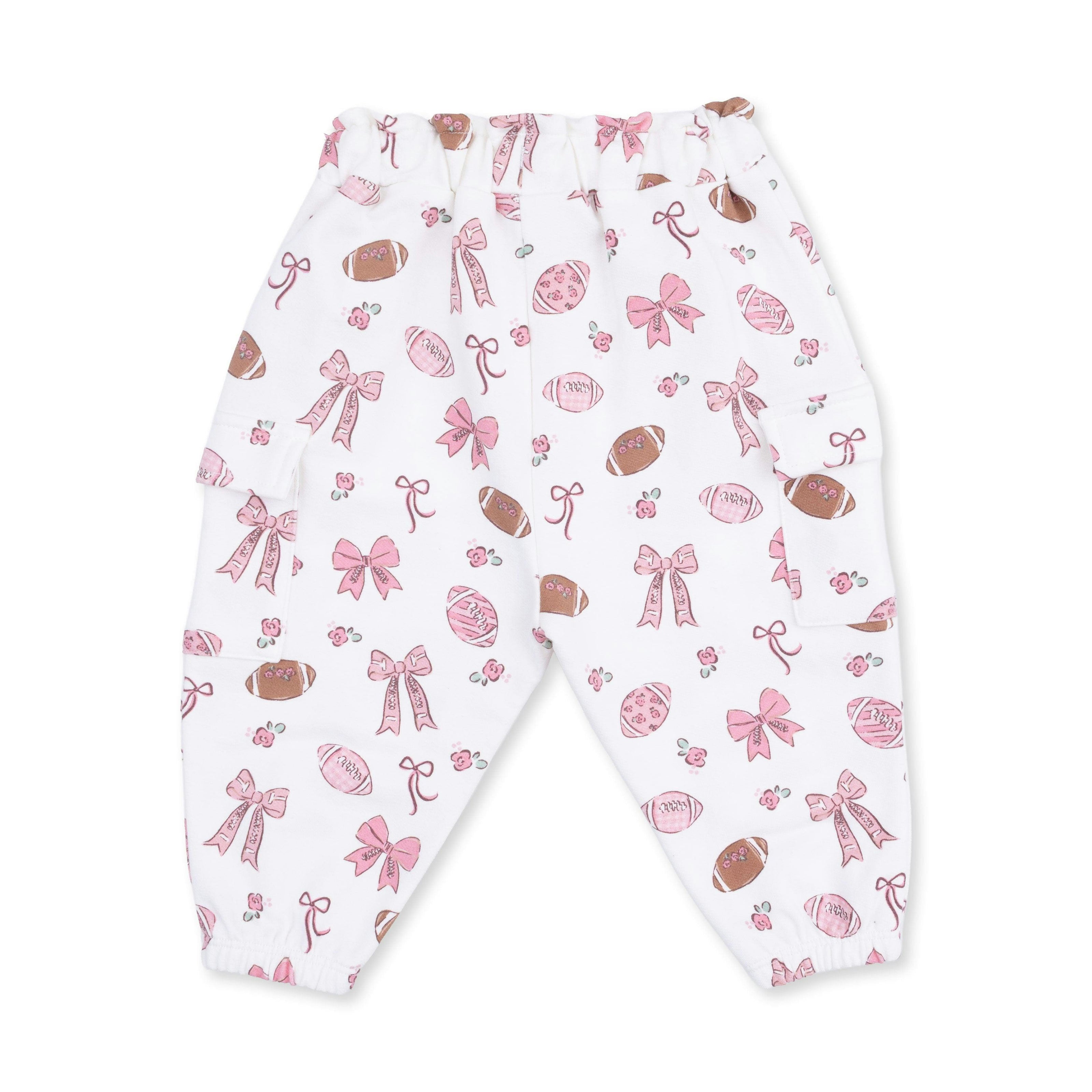 Footballs and Bows - Ruffle Sweatshirt and Fashion Cargo Pants