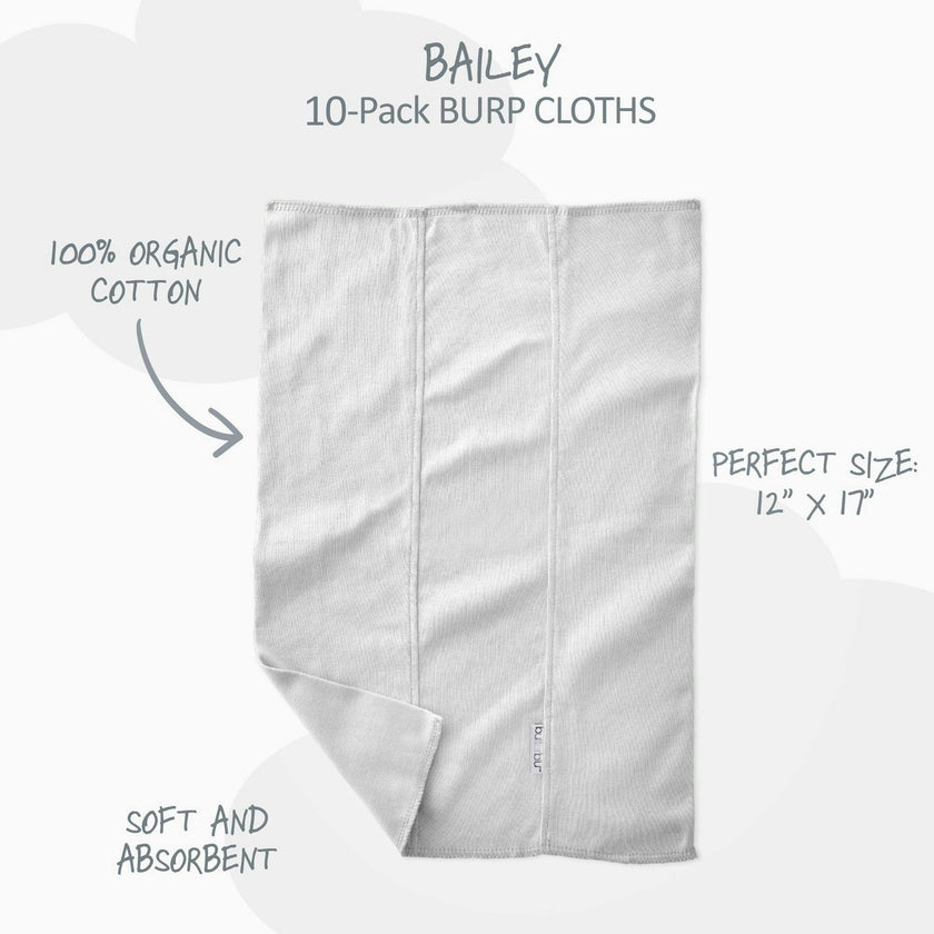 BAILEY 10-Pack BAILEY Burp Cloths