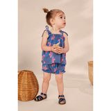 Baby Tie Shoulder Smocked Chest & Hem Set, Blue