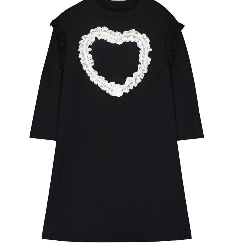 Lace Heart Dress Black