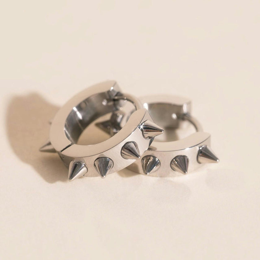 Spiked Chunky Huggie Hoop Earrings