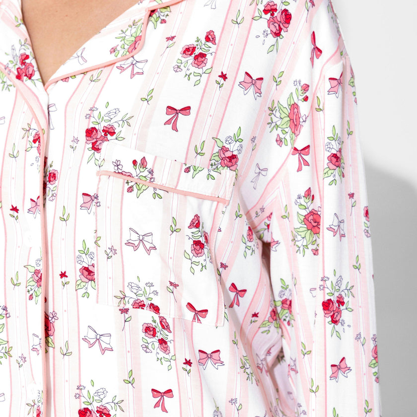 Floral Stripes Bamboo Women's Pajama Set