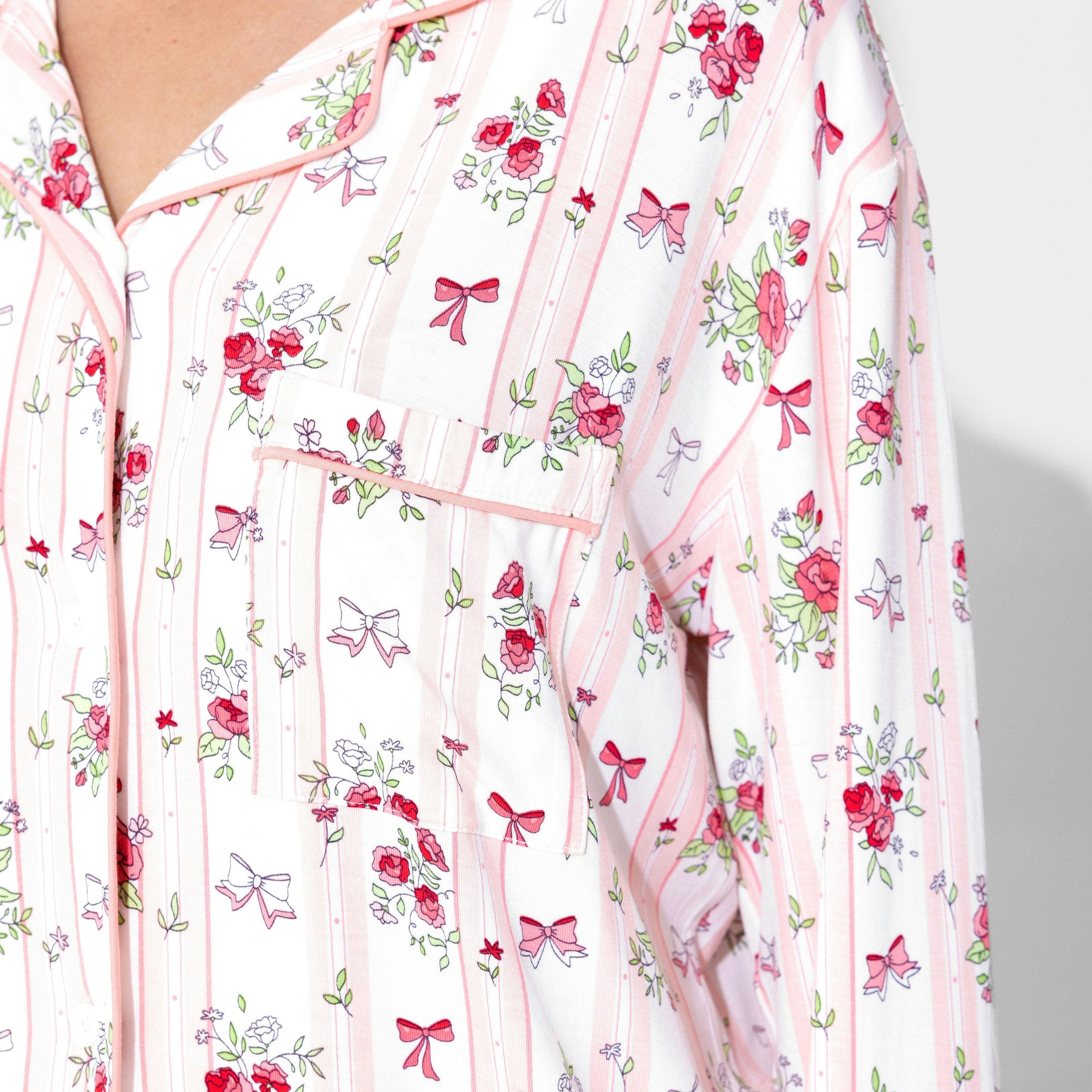 Floral Stripes Bamboo Women's Pajama Set