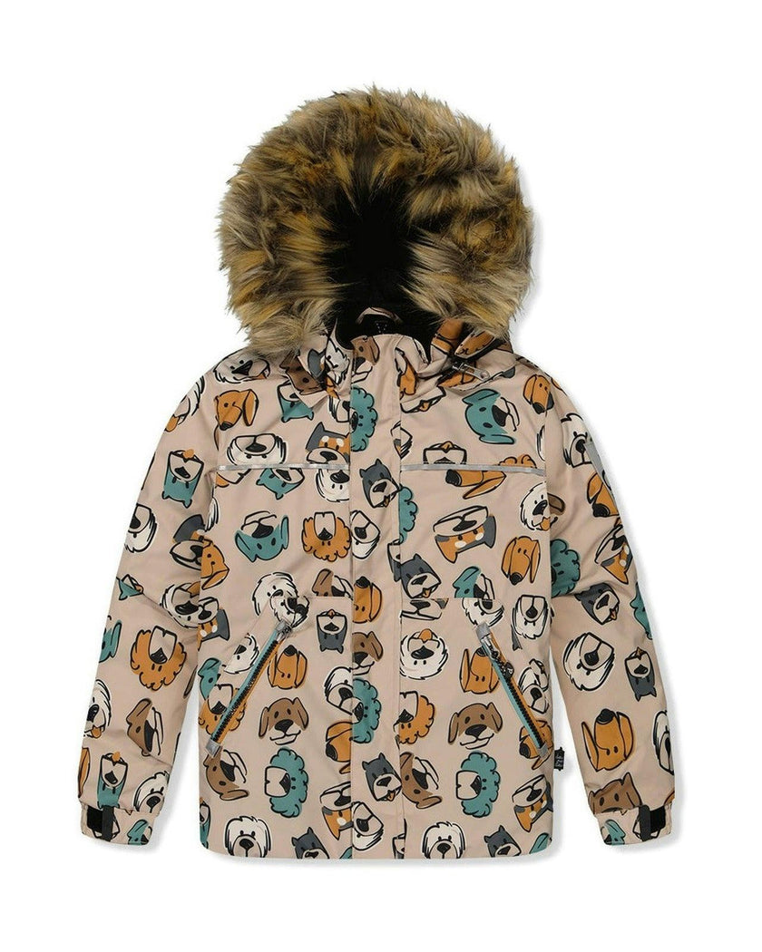Two Piece Discover Snowsuit Beige Printed with Dogs