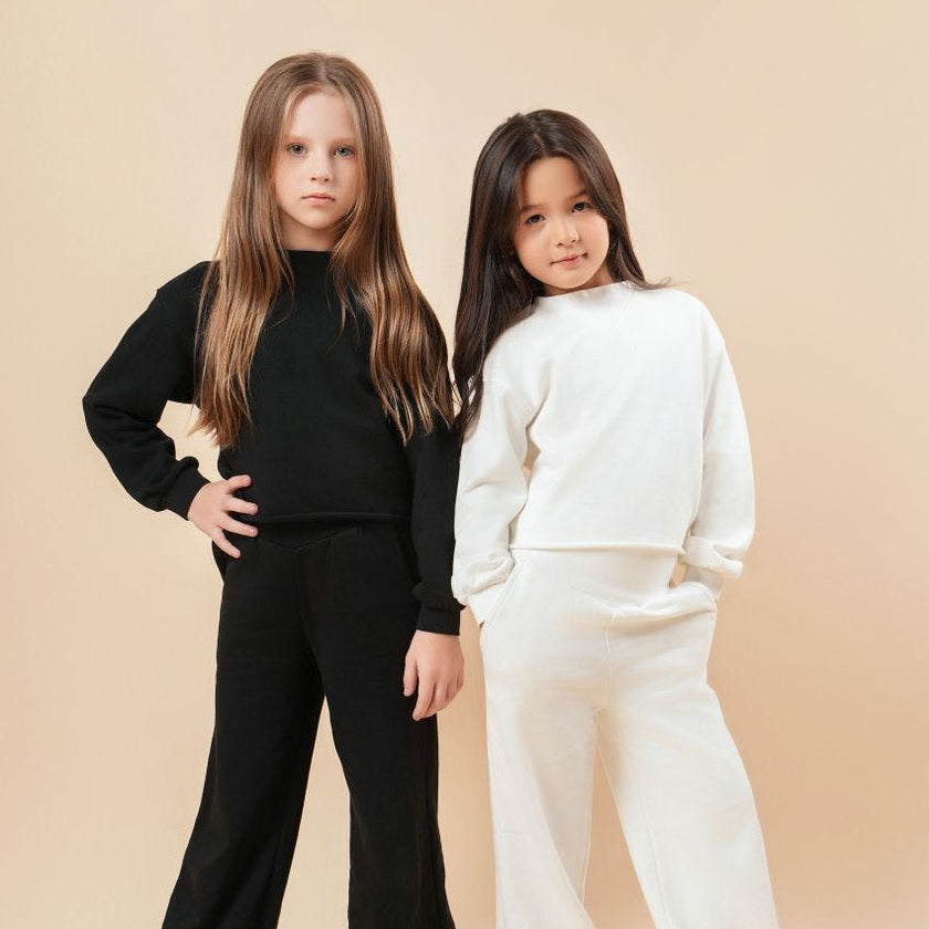 Cotton High Waisted Wide Leg Sweatpant With Raw Hem