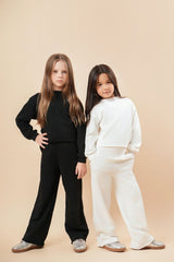 Cotton High Waisted Wide Leg Sweatpant With Raw Hem