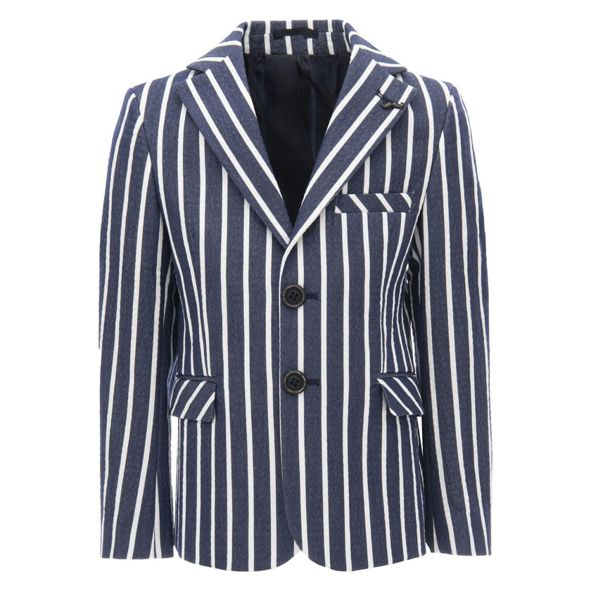 Navy Striped Peak Lapel Blazer