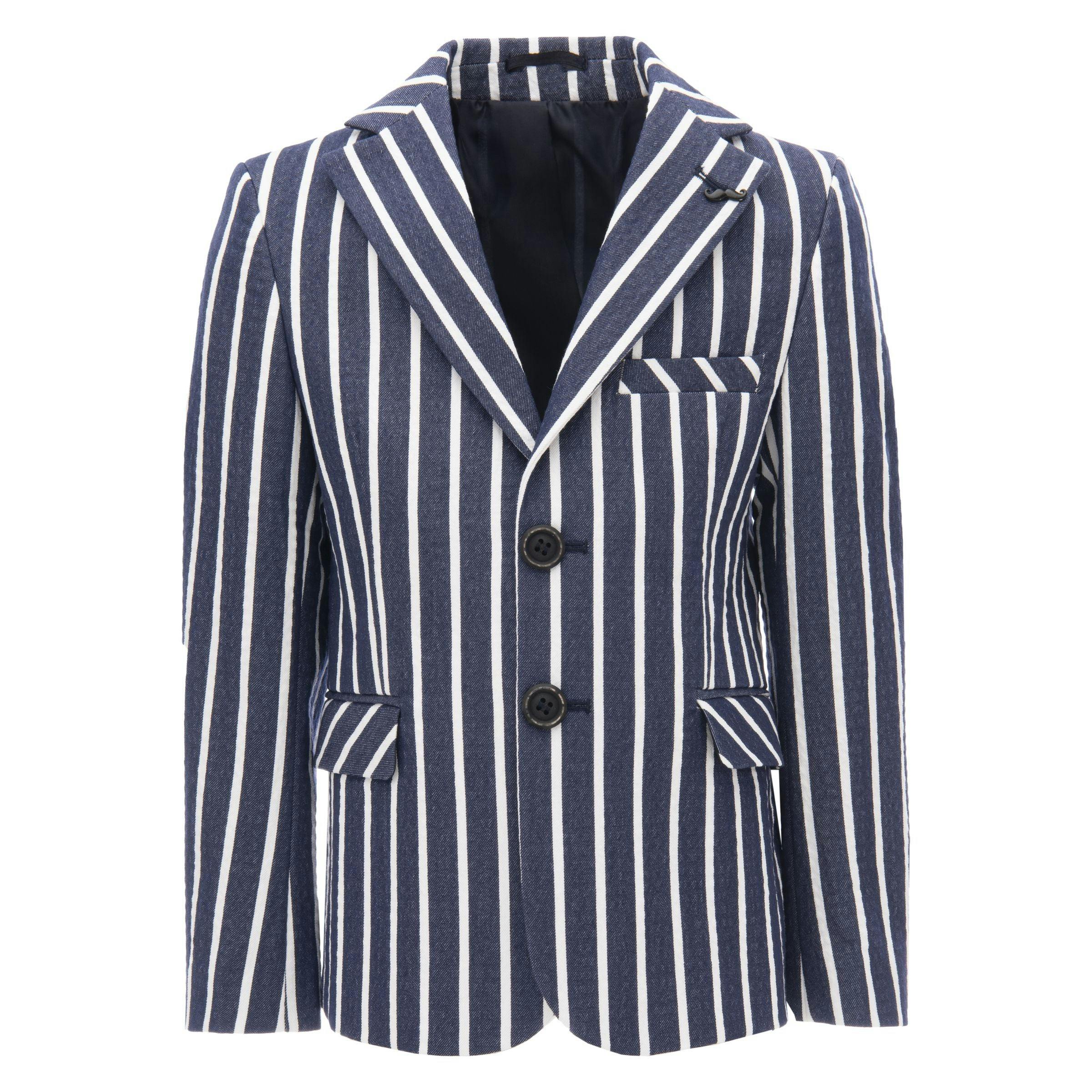 Navy Striped Peak Lapel Blazer