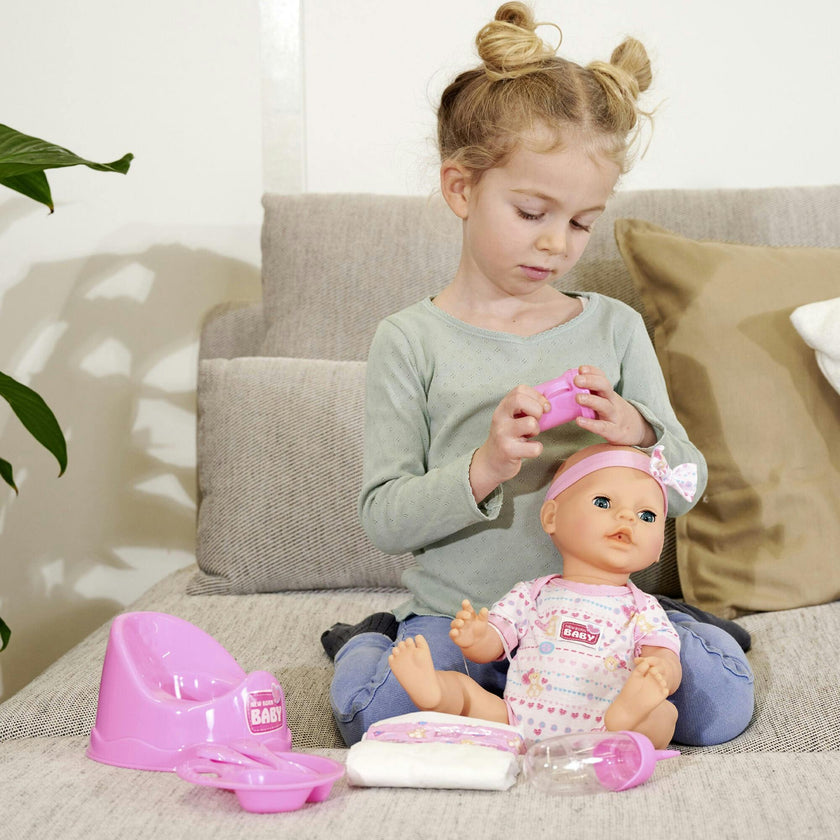 Newborn Baby: Drink & Wet - 8pc Pink - 17" Doll