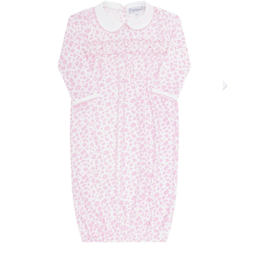 Pink Cheetah Print Smocked Gown