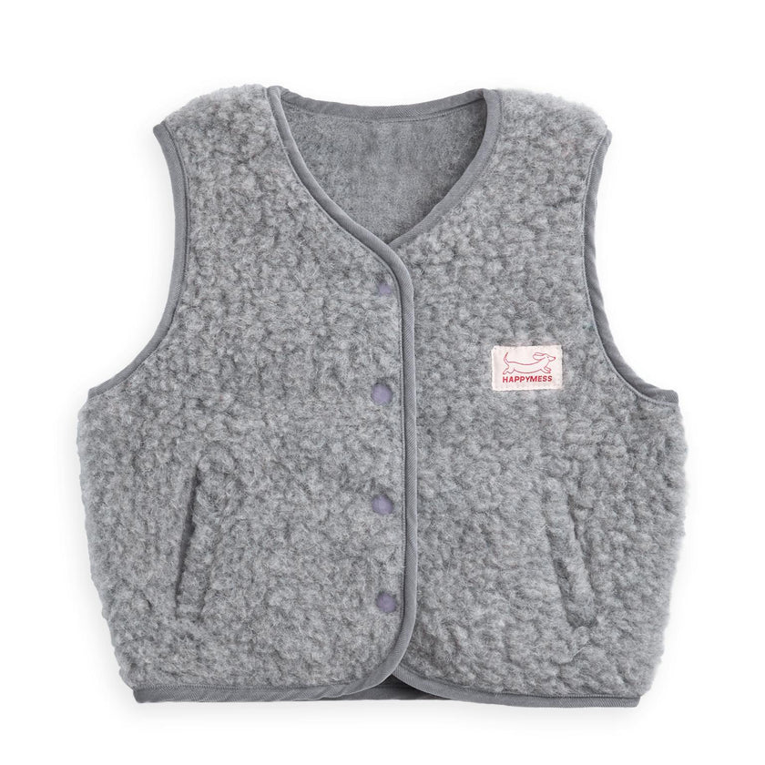 children's merino wool vest - stone grey