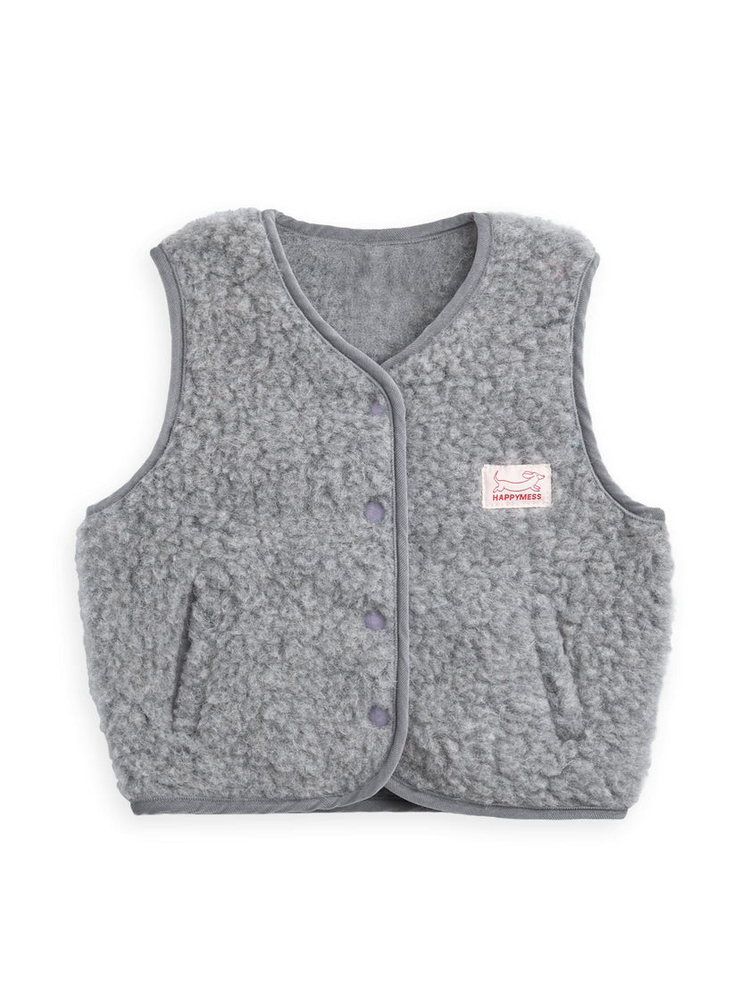 children's merino wool vest - stone grey