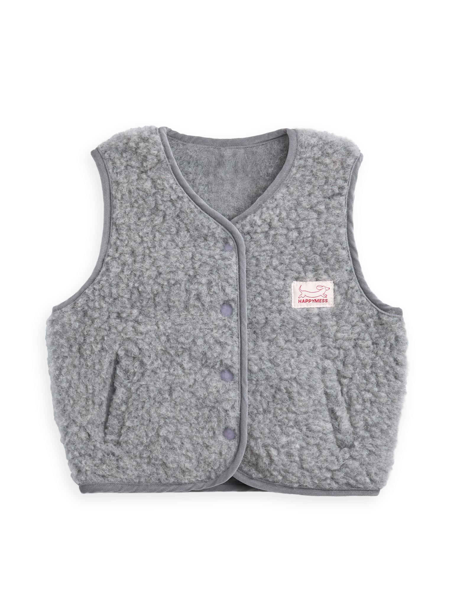 children's merino wool vest - stone grey