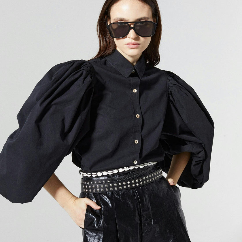 Frida Metallic Linen Shorts - Black
