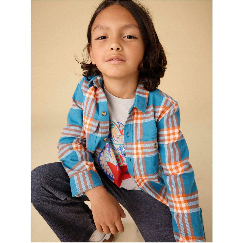 Flannel Button Up Shirt, Multi