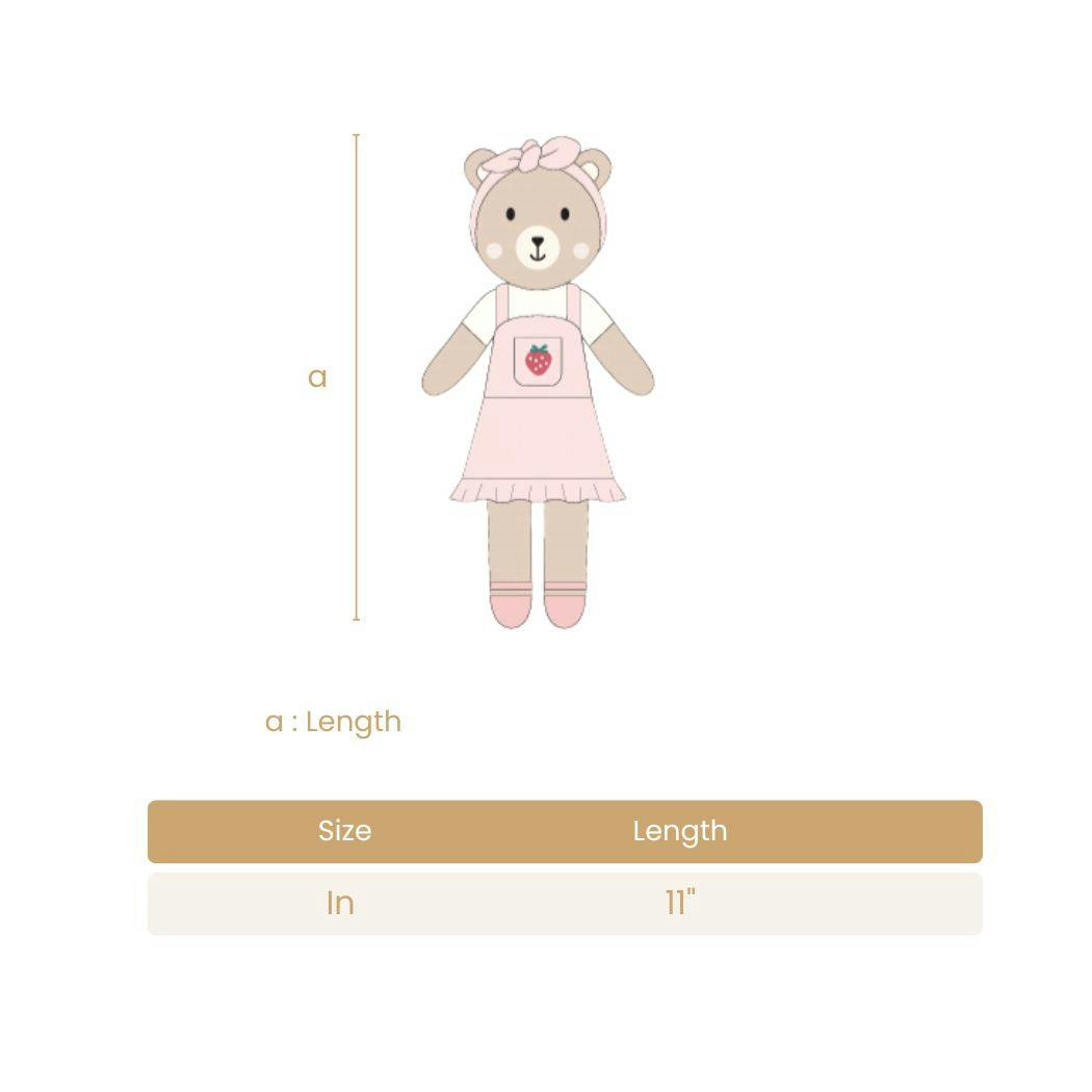 Emma the bear with strawberry Pink & natural - 11