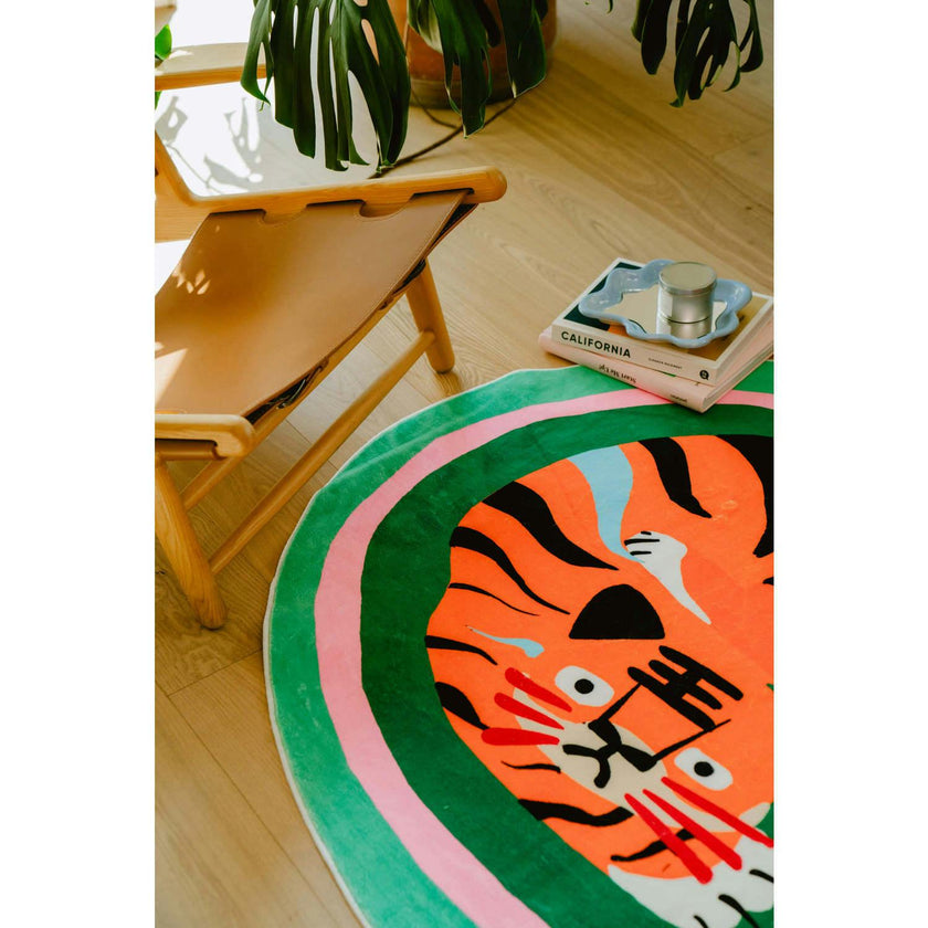Oval Tiger Area Rug by Lu Yang