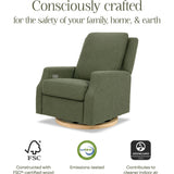 Crewe Electronic Recliner and Swivel Glider in Olive Boucle with Light Wood Base