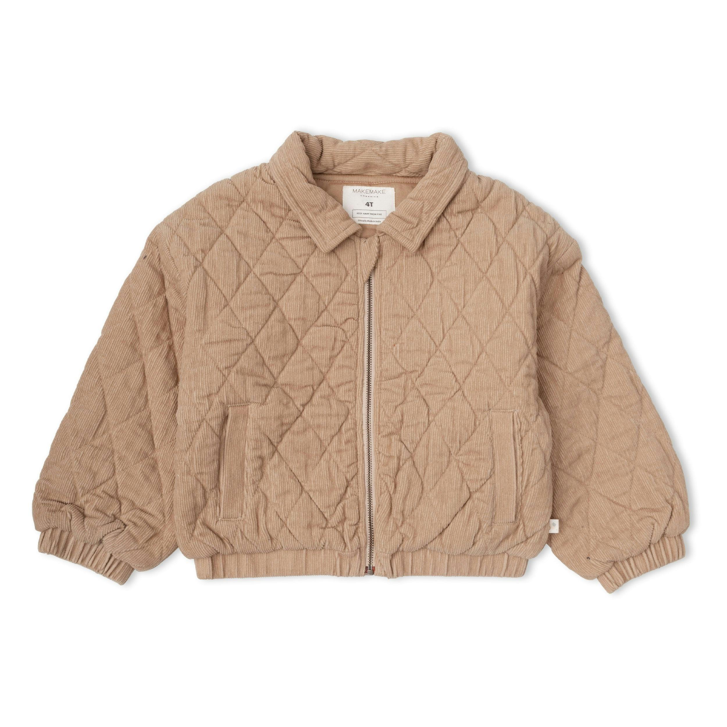 Organic Quilted Bomber Corduroy Jacket - Taupe