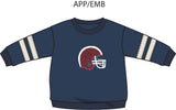 Football Helmets - Drop Sleeve Sweatshirt with Varsity Stripes Maroon Helmet