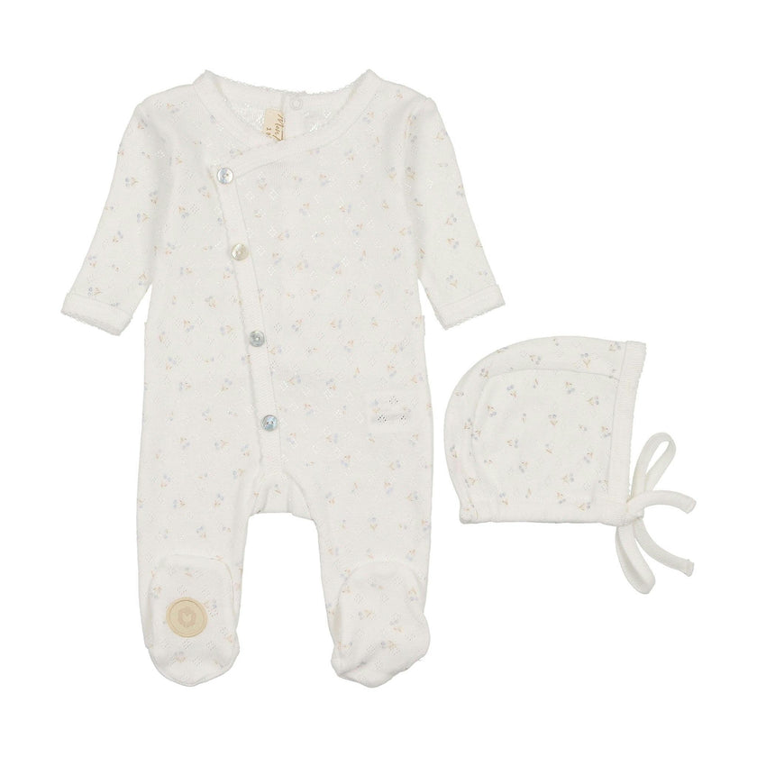 Spray of Berries Footie & Hat Set Ivory