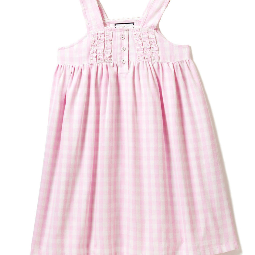 Girl's Twill Charlotte Nightgown in Pink Gingham