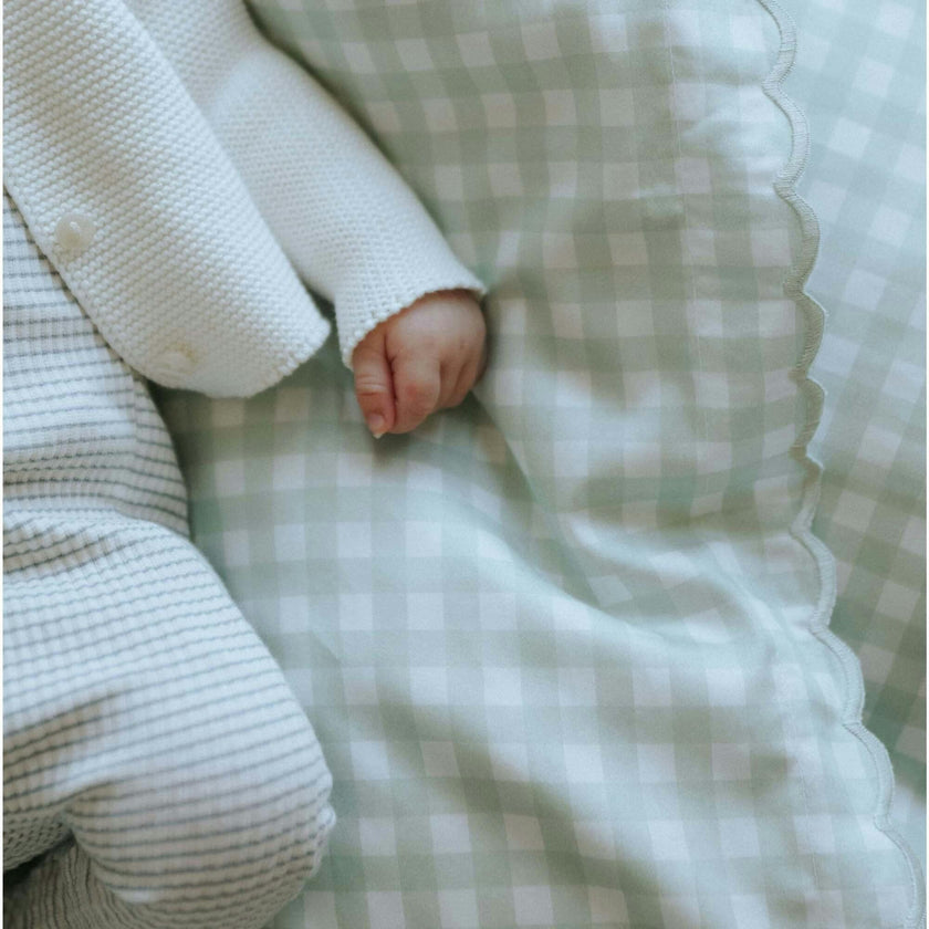Picnic Gingham Baby Duvet Set - Green