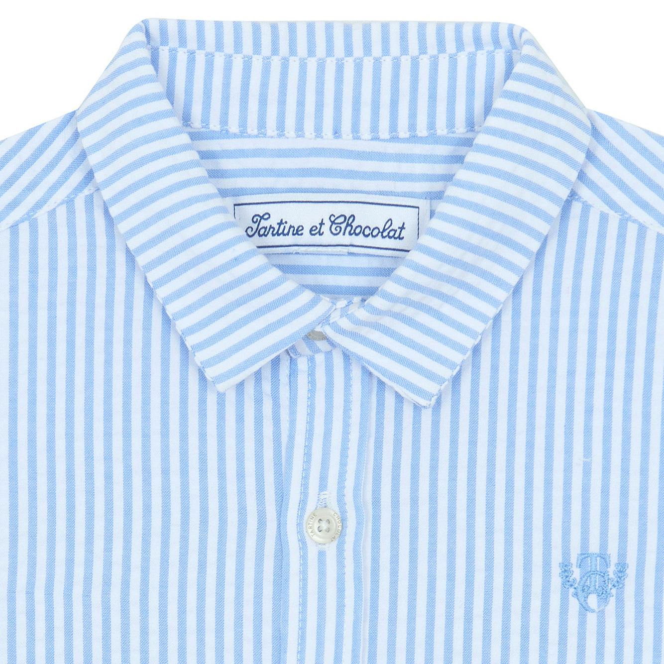 TARTINE ET CHOCOLAT Azure Stripes Collared Shirt