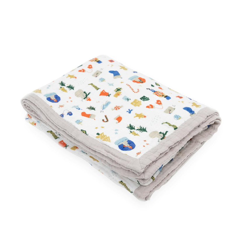 Cotton Muslin Quilted Throw - Christmas Time