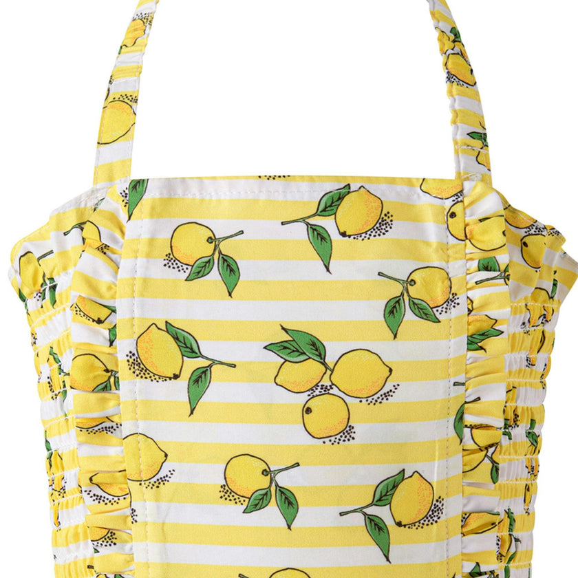 Lemon Stripe Ruched Swimsuit