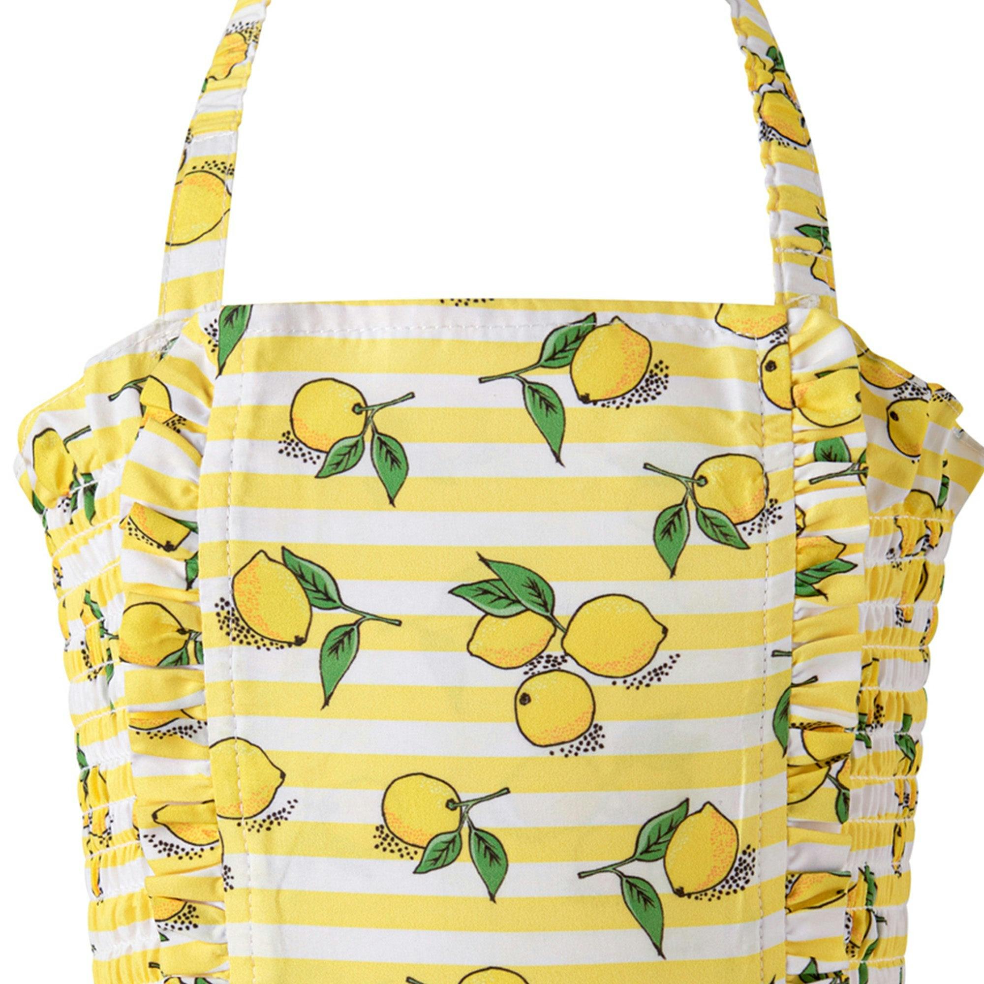 Lemon Stripe Ruched Swimsuit