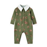 Pinecone Cotton Stretch Collar Long Sleeve Jumpsuit